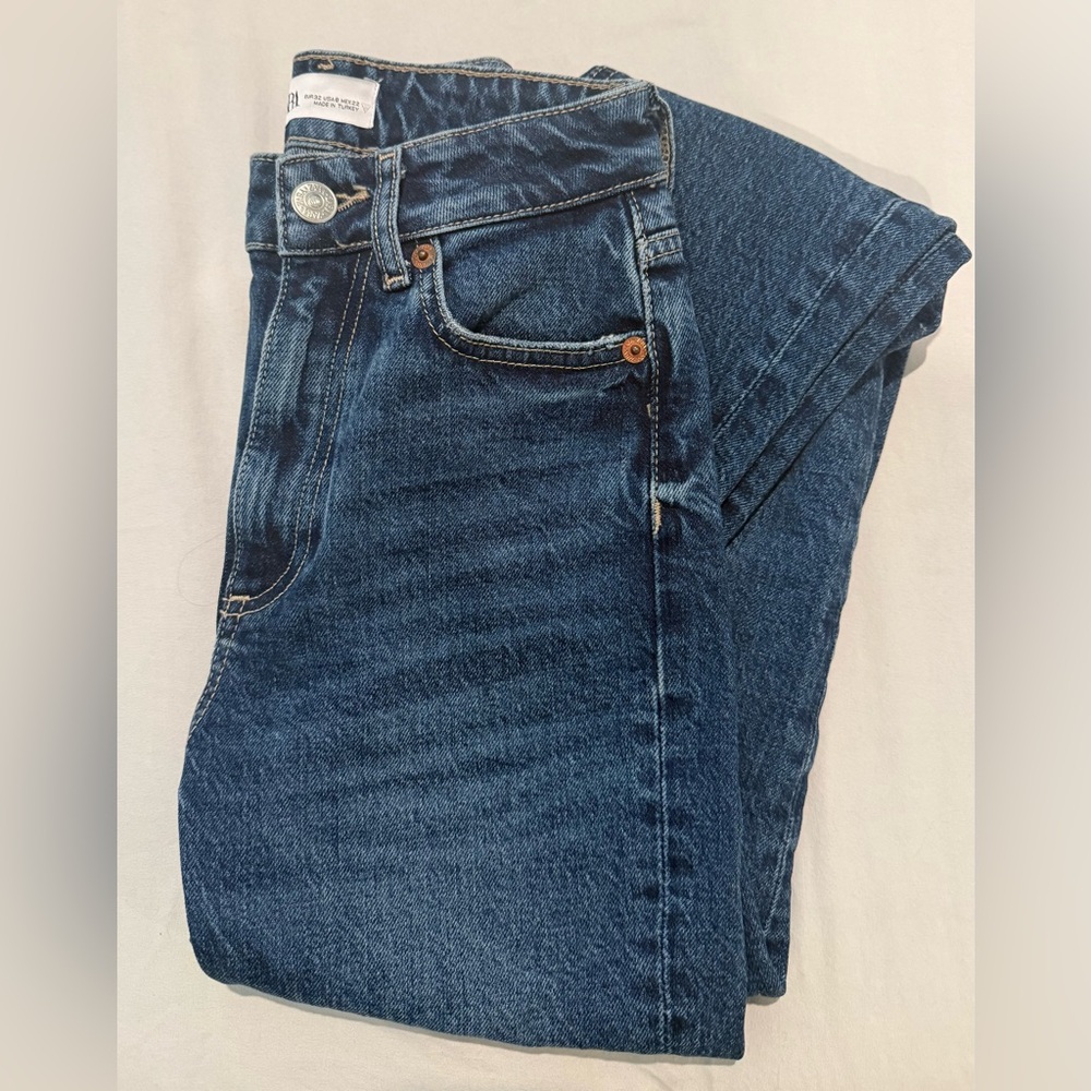 Zara Dark Blue Straight Leg Jeans